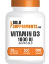 BulkSupplements.com 비타민 D3 1000IU Softgels - Cholecalciferol, D3 보충, 비타민 D 1000 IU - 1 비타민 D3 Softgel (25mcg의 비타민 D) 봉사 당, 500 조사 (팩의 1)