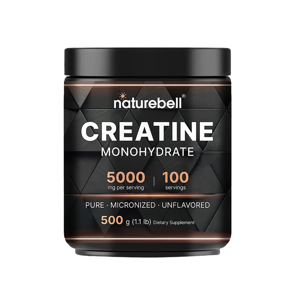 NatureBell Creatine Monohydrate Powder - 500g - Micronized Powder - 서빙 당 5,000mg Creatine 제공 - 사전 운동 또는 포스트 운동 지원 * - Vegan & Keto Friendly - Unflavored
