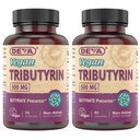 DEVA Vegan Tributyrin 보충교재 - Butyrate Precursor, Gut 장벽 지원, Butyric 산, 500 MG Vegan 캡슐, 누설 Gut 지원, 소화, 90의 조사 (2의 포장)
