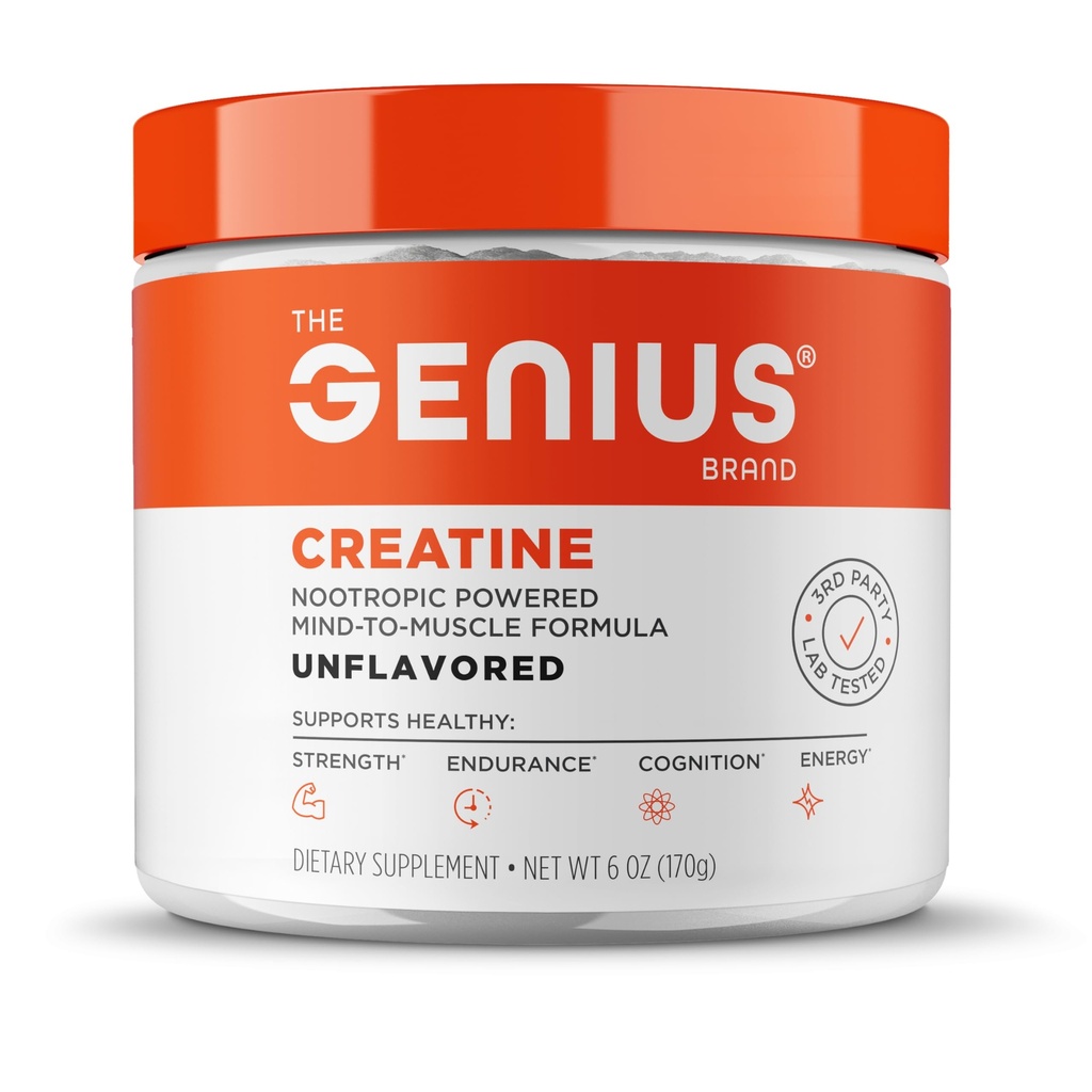 Genius 브랜드 Genius Creatine - Ultra Pure Creatine Monohydrate Plus Nootropics는 향상된 흡수, 강도 및 성능을위한 베타 알라닌과 Astragin을 포함 - 난초, 25 서빙