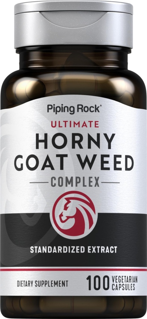 Piping Rock Horny Goat Weed for Men | 100 캡슐 | 얼티밋 복합 추출물 보충 | 채식주의, 비 GMO, 글루텐 무료