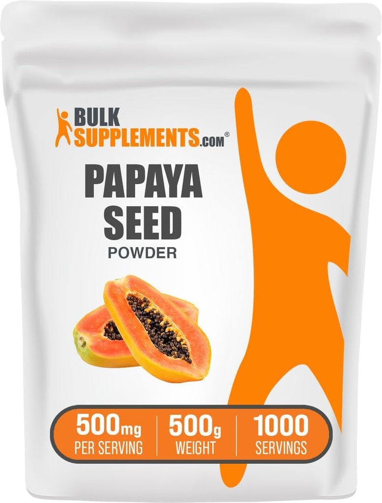 BulkSupplements.com Papaya 씨앗 분말 - Carica Papaya 씨앗, 소화 및 Gut 지원을위한 영양 보충 - 글루텐 무료, 500mg, 500g (1.1 파운드) (1 팩)