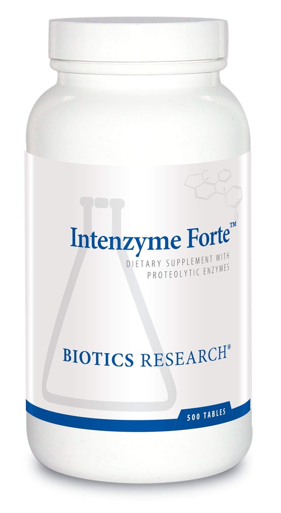 Biotics 연구 Intenzyme ForteTM Proteolytic Pancreatic 효소, Pancreatin, Bromelain, Papain, Lipase, Amylase-Supplement는 건강한 단백질 Digestion-Immune & Circulatory 기능 500 정제를 지원합니다