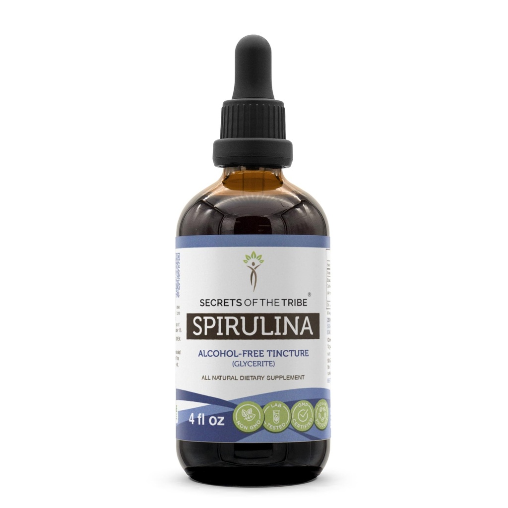 Tribe Spirulina 알콜 자유로운 액체 추출물의 비밀, Spirulina (Arthrospira Platensis) Tincture 보충교재 (4 FL OZ)