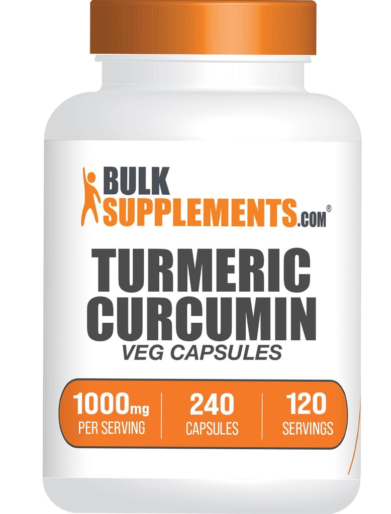 BulkSupplements.com 심황 추출물 캡슐 - 심황 보충, 심황 Curcumin 보충 1000mg - 글루텐 무료, 240 Veg 캡슐 (1의 포장)