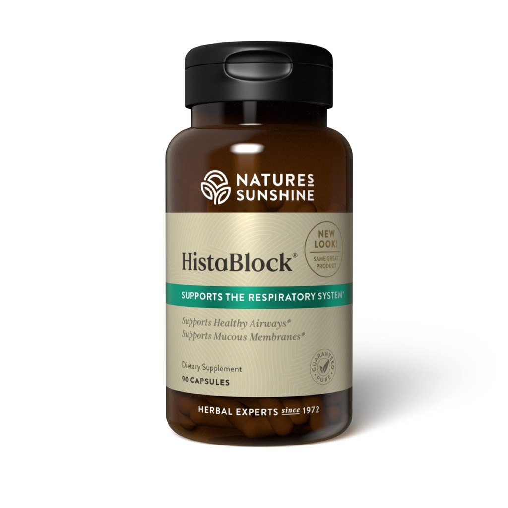 Nature's Sunshine HistaBlock | 호흡 지원 보충 | Airways & Block Irritants | 항산화 강도 | 계절 알레르기 도움 | 천연 호흡 기능 Aid 90 캡슐