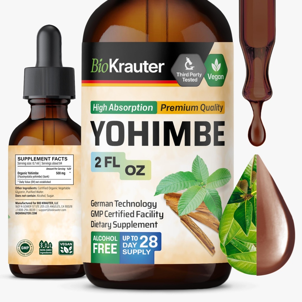 BIO KRAUTER Yohimbine - 남성 및 여성을위한 Vegan Yohimbe 보충 교재