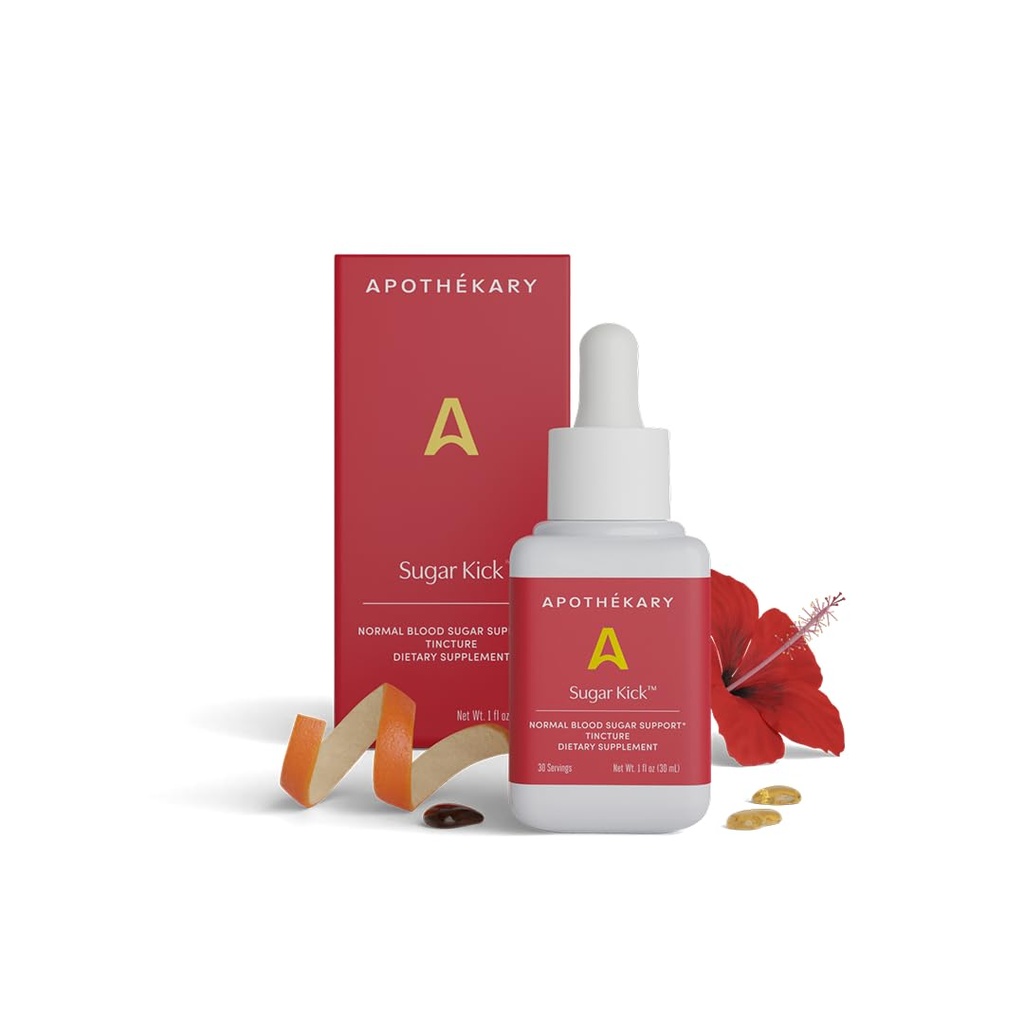 Apothékary Sugar Kick 초본 액체 하락, 소화 지원, 대사 지원, 30의 서빙
