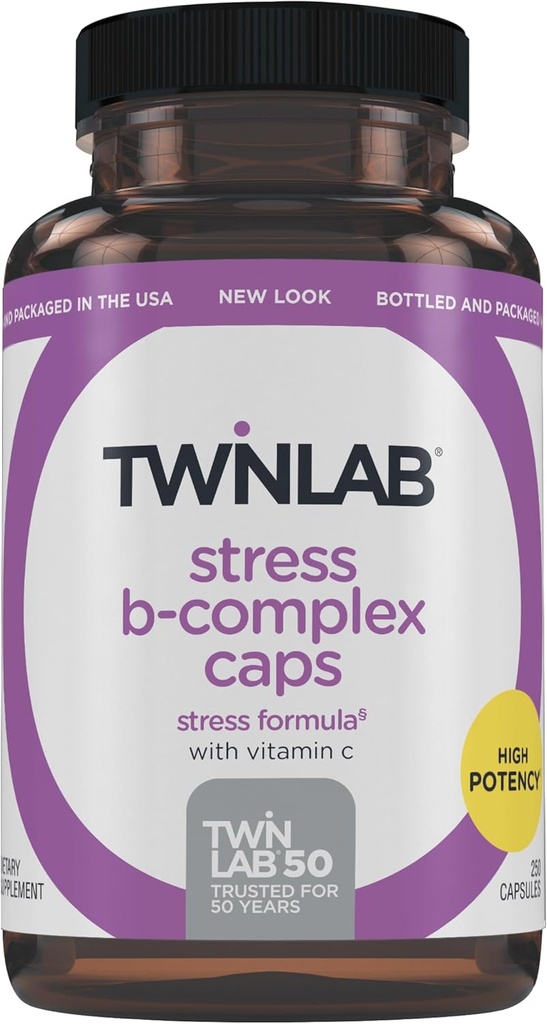 Twinlab Stress B-Complex Cap - 비타민 B12 및 B6-250 캡슐과 에너지 지원 보충
