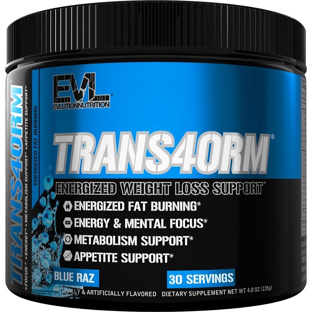 Evlution Thermogenic 뚱뚱한 불타는 지원 분말 영양 Trans4orm 빠른 행동 에너지 분말은 CLA Carnitine와 알파 GPC - 파란 Raz를 가진 빠른 대사 체중 감소 그리고 정신 초점을 지원하기 위하여