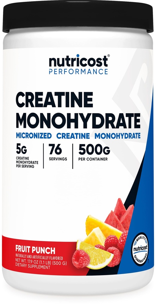 Nutricost 크레아틴 Monohydrate 분말 (Fruit 펀치, 500 그램)