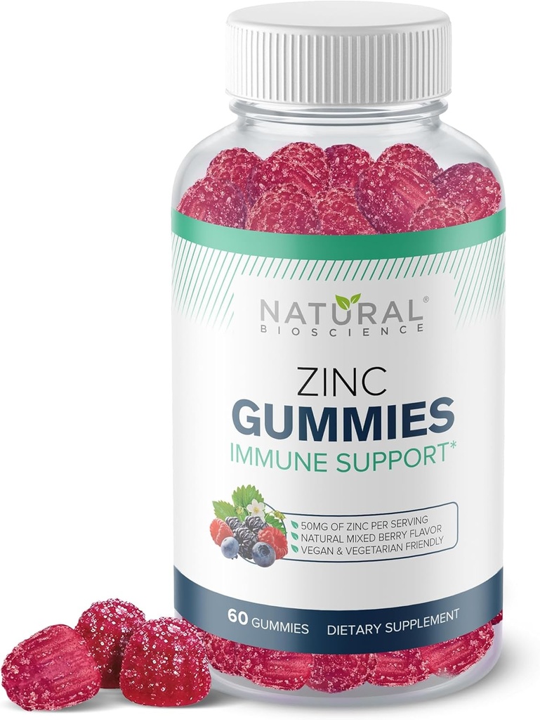 아연 Gummies 50mg - 높은 Potency 면역 지원, 피부 건강, 산화 방지제, 성인, 채식주의자, 글루텐 자유로운, 비 GMO, Chewable 아연 구연산염 Gummies, 60 Gummies를 위한 매일 Immunity 보충교재