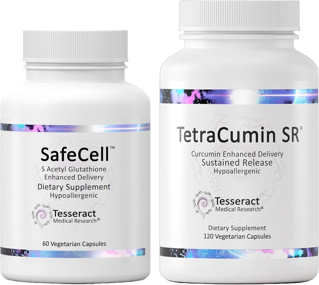 SafeCell S-Acetyl Glutathione 신경 건강 지원 & TetraCumin SR 합동 지원 보충교재, 지속된 방출 심황 Curcumin Metabolite를 위한 보충교재
