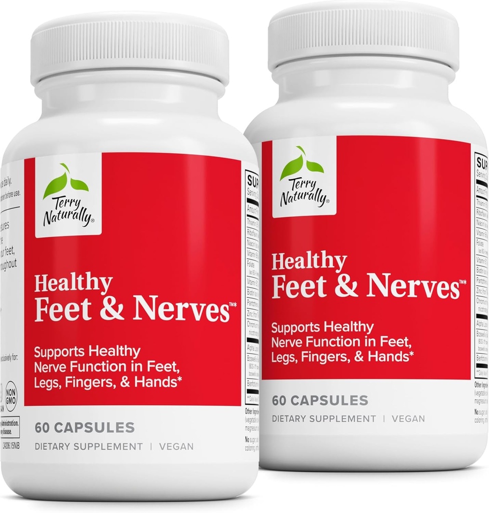 Terry Naturally Healthy feet & Nerves - Bioactive Vitamin B12의 초본 보충 - 순환 & Nerve Health Support Supplement - Boswellia Serrata와 Vegan 캡슐 - 60 캡슐 (팩 2)