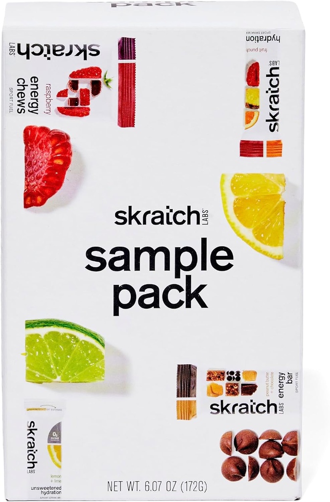 Skratch Labs Sample Pack - Hydration Drink Mix, Unsweetened Sport Drink Mix, Energy Chews, Energy Bar - Sports Nutrition Trial Variety Pack - 운영, 사이클링, 하이킹 및 지구력 활동