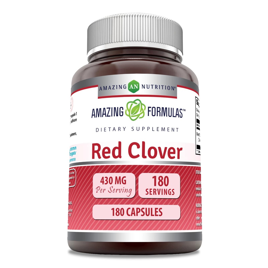 놀라운 포뮬러 레드 클로버 430 Mg 보충 | 캡슐 | Non-GMO | 글루텐 프리 | 미국 (1 팩 | 180 개)