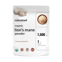 NatureBell Organic Lions Mane Powder 1,500mg Per 서빙, 1lb | 전체 과일 바디 & Mycelium 버섯 소스 – 초점, 기억, & 면역 건강 보충 – 비 GMO, Vegan