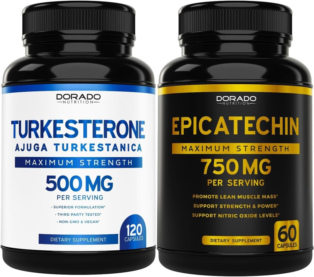 DORADO NUTRITION Epicatechin 추출물 750mg - (120 캡슐) 및 Turkesterone 보충 500mg (120 캡슐)