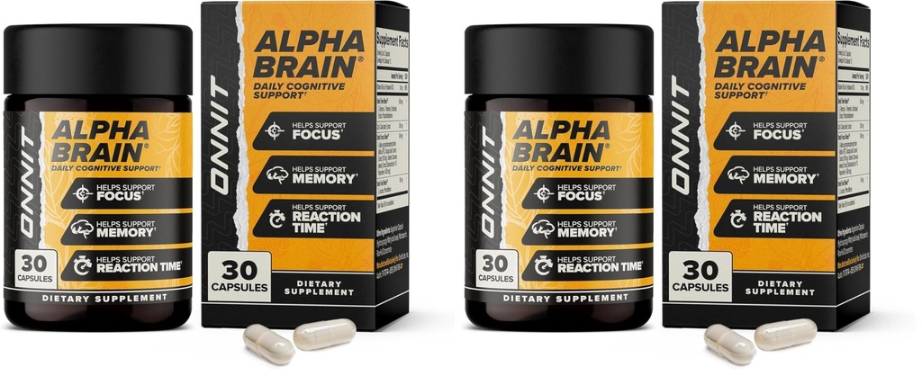 남자와 여자를 위한 ONNIT 알파 뇌 Nootropic 뇌 보충교재, IGEN 비 GMO는, 기억, 정신적인 명확성, L-Theanine와 비타민 B6, 30의 조사를 가진 Cognitive 지원 및 초점 캡슐을 시험했습니다 ( 2)