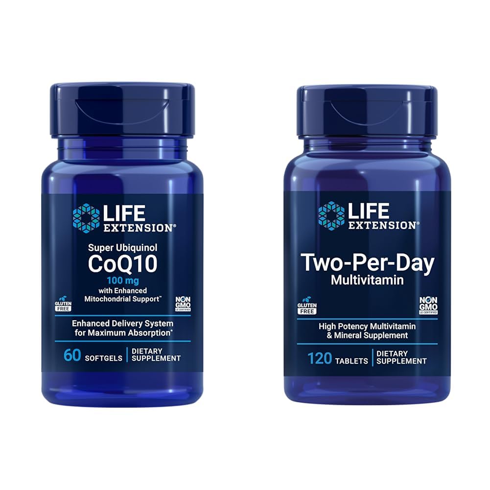 생활 연장 최고 Ubiquinol CoQ10 심장 & 세포 에너지 지원 2 당 일 높은 힘 다 비타민 & 무기물 보충교재, 60 Softgels & 120의 정제