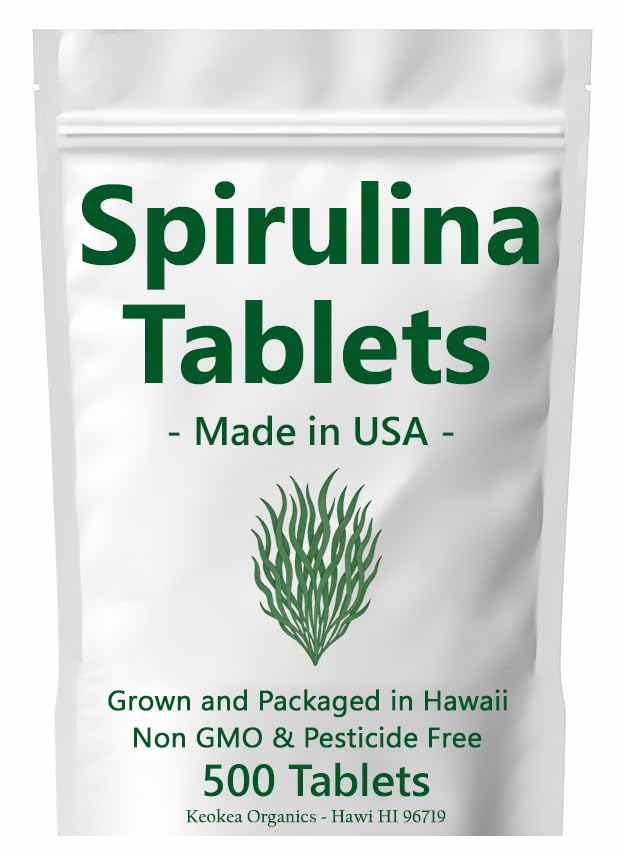 Spirulina 정제 - 미국에서 만든 - 500 정제 - 하와이에서 성장 - 비 GMO & 농약 무료