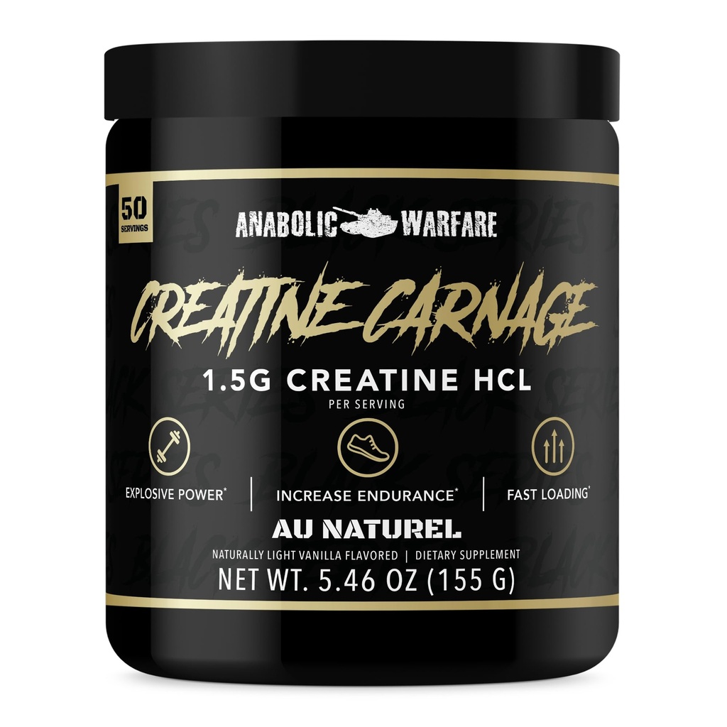 Creatine Carnage, Creatine HCL, 최적의 강도, 내구시간, 근육 질량 및 빠른 로딩* 지원
