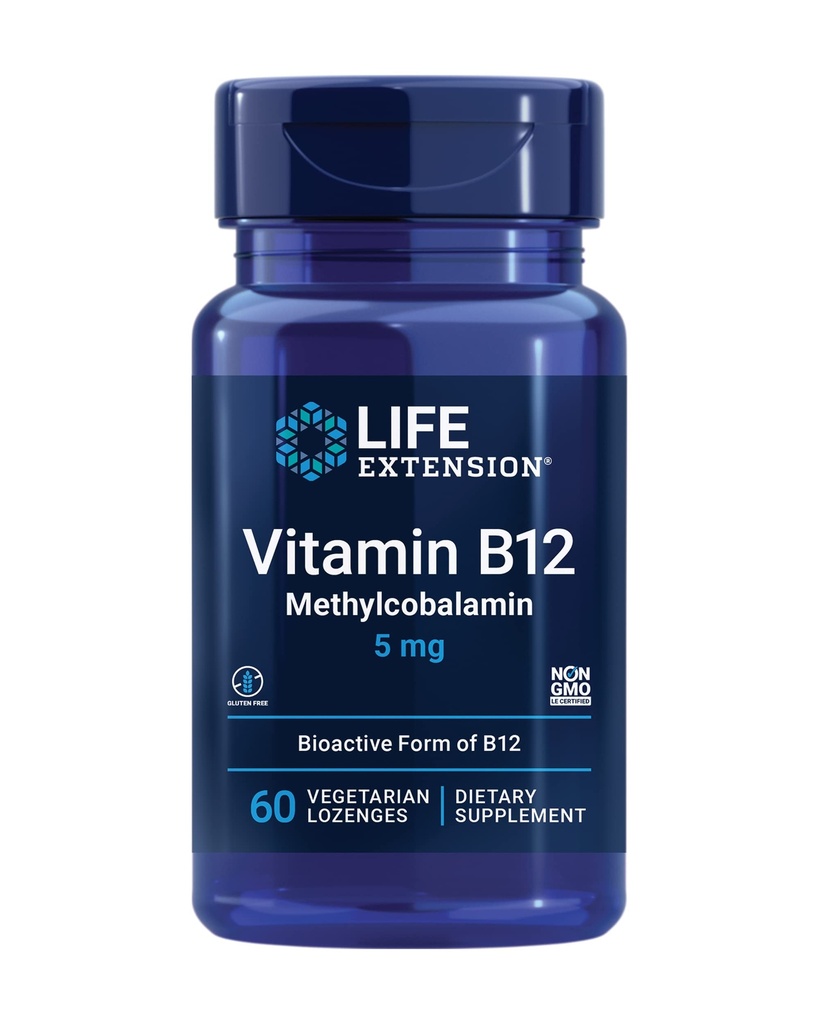 생활 연장 비타민 B12 Methylcobalamin, Nerve 건강 보충교재, Cognitive 지원, 에너지 비타민, methylcobalamin B12, 5 mg의 빠른 용해, 글루텐 자유로운, 비 GMO, 채식주의자, 60 lozenges