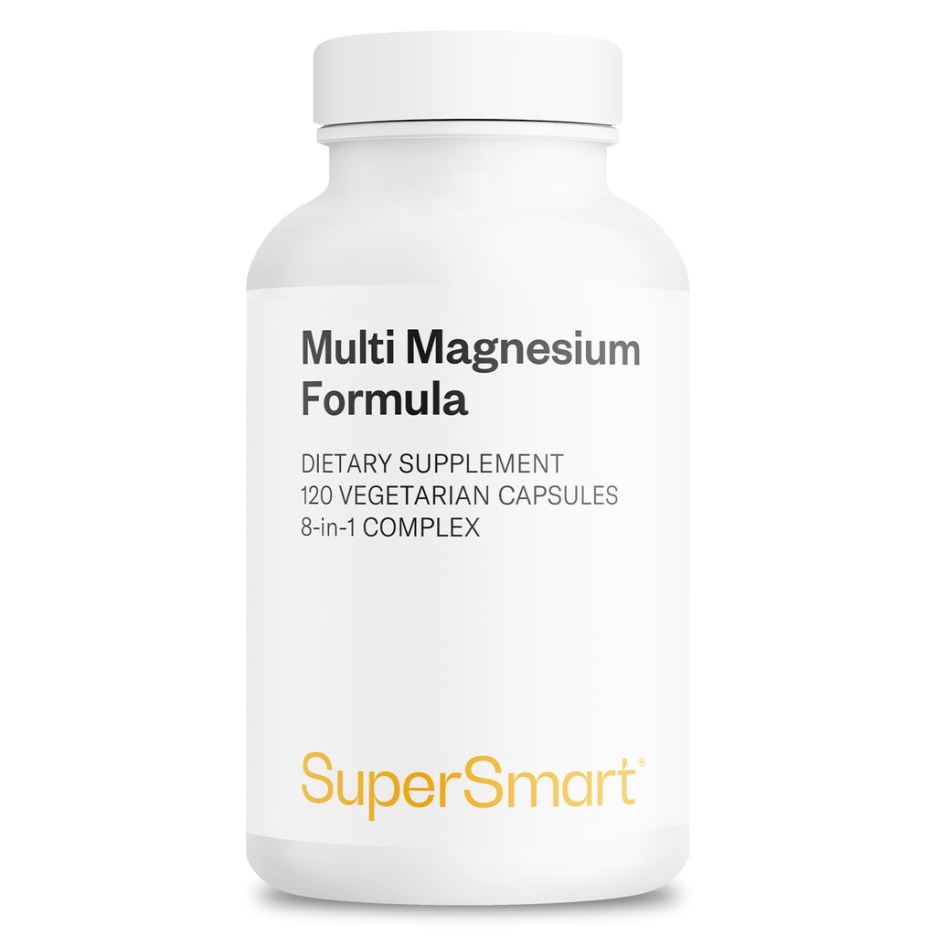 Supersmart - Optimag - 강력한 마그네슘 복합체 - Optimal Assimilation을위한 마그네슘의 8 가지 형태 - 전투 마그네슘 결핍 | Non-GMO 및 글루텐 무료 - 120 채식 캡슐