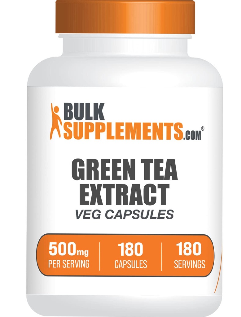 BulkSupplements.com 녹차 추출물 캡슐 - 녹차 보충, 녹차 추출물 500mg, 녹차 알약 - Vegan & 글루텐 무료, 서빙 당 1 캡슐, 180 Veg 캡슐 (팩 1)