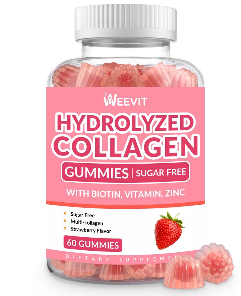 여자를 위한 교원질 Gummies, Biotin를 가진 가수분해된 교원질 펩티드 Gummies, 교원질은 비타민 B12, C, D, 머리 피부 못을 위한 아연을 가진 거미를 보충합니다