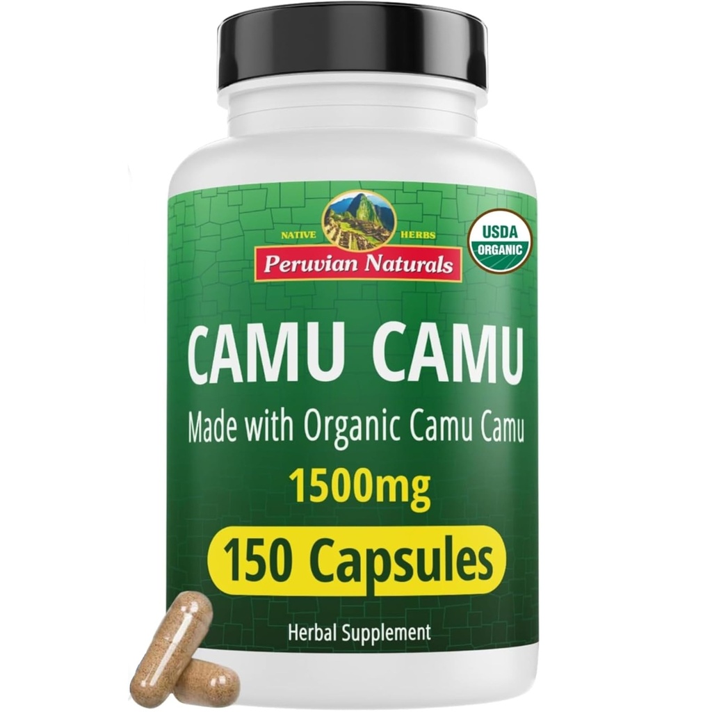 페루 자연 유기 비타민 C Camu Camu 캡슐 1,500mg - 150 Vegan 알약, 전체적인 음식 Camu 베리 유기, 비 GMO에서 자연 비타민 C