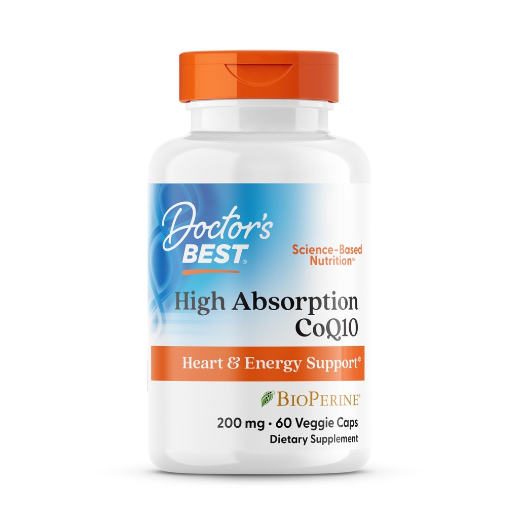 BioPerine 보충교재를 가진 의사의 제일 높은 흡수 이산화탄소 200mg - 심장 건강 & 산화를 억제하는 지원을 위한 Coenzyme Q10 모자, 여성 & 남자를 위한 CoQ10 200 mg, 비 GMO - 60 Veg 캡슐