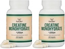 크레아틴 Monohydrate 캡슐 - 서빙 당 1g, 120 조사 - 필러 없음, Vegan 안전, 비 GMO, 글루텐 더블 우드 (패키지 2)에 의해 무료