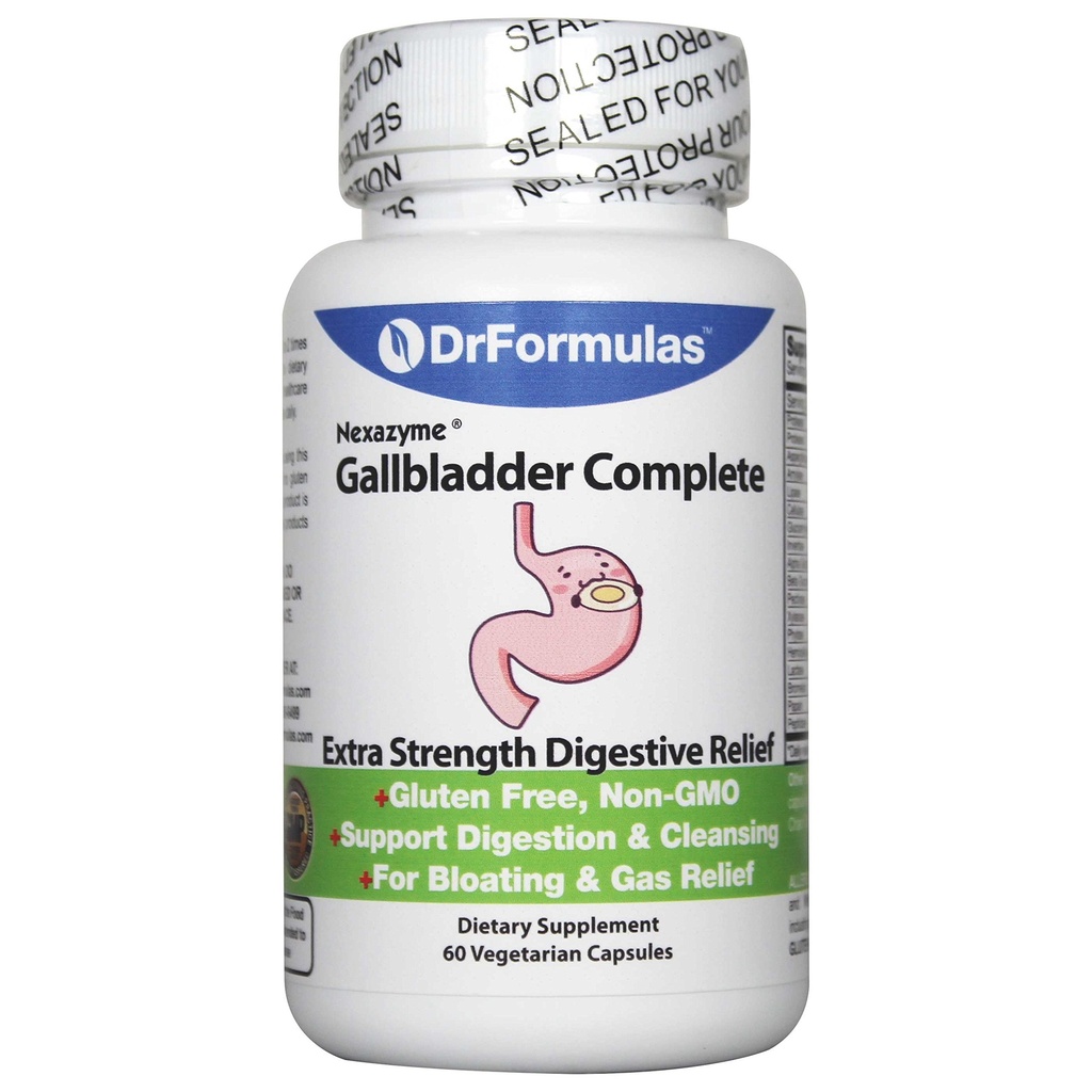 DrFormulas 18 소화 효소는 Amylase, Protease, Lipase, Lactase, Cellulase, Bromelain 60 캡슐을 가진 Gallbladder와 Pancreatic 효소를 지원합니다
