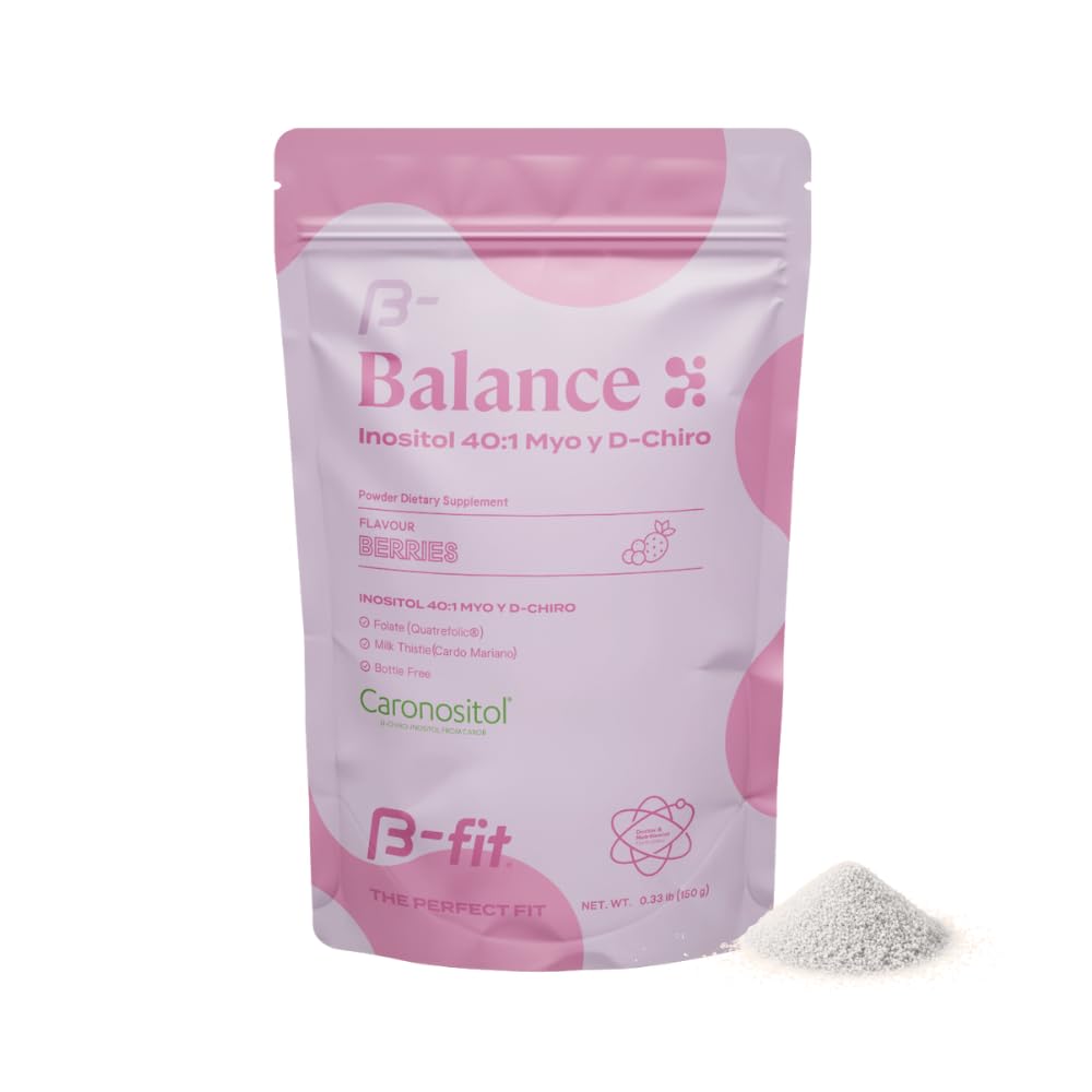 Inositol 밸런스 150g - Inositol 40 : 1 Myo & D-Chiro - 분말 식 보충 - 베리 맛 - Folic 산 - 첨가물 없음 - 100 % 순수 - 병 무료