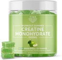FIOR Creatine Gummy - 최고의 Creatine Monohydrate Chewable, 60 카운트, 운동 & 단백질 보충교재, Cognitive 증진, Sour Green Apple 풍미, 30 서빙