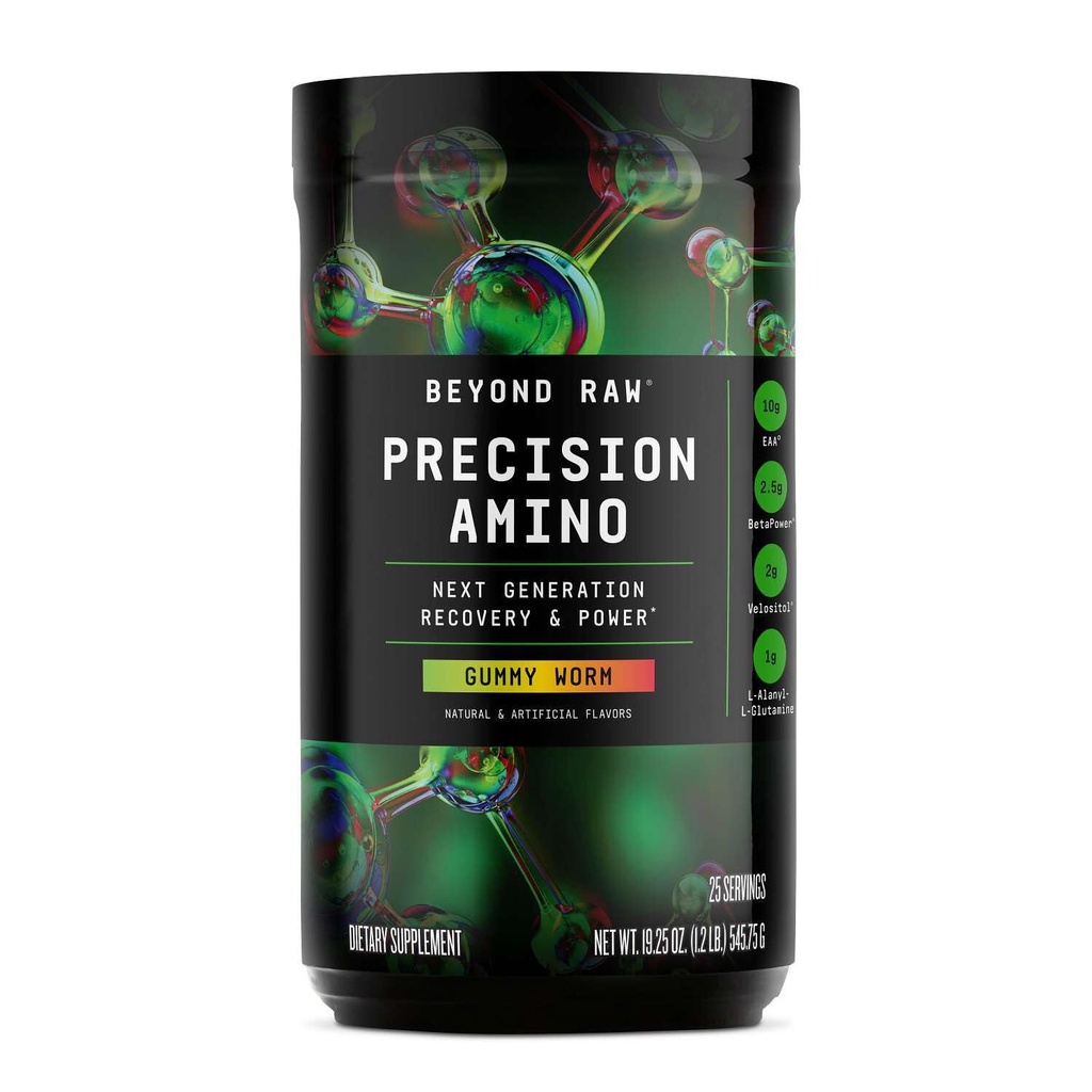 BEYOND RAW Precision Amino | 복구 및 파워 아미노산 포뮬러 | 연료 근육 | 강화 해소 | 거미 웜 | 25 인분