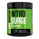 Jacked Factory NITROSURGE Pre Workout 보충교재 - 에너지 부스터, 즉시 힘 이익, 명확한 초점 & 강렬한 펌프 - NO 부스터 & 강력한 Preworkout 에너지 분말 - 30 서빙, 블루 라즈베리