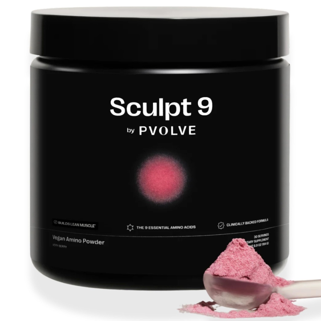 여성용 PVOLVE Sculpt 9 EAA & BCAA 분말 | 아주 Berry 풍미 | Lean 근육, 회복 & 힘을 위한 근본적인 아미노산 보충교재 | Non-GMO