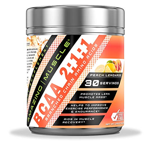 놀라운 근육 BCAA 2:1:1:1 분기된 사슬 아미노산 보충교재 | 봉사 당 6000 Mg | 복숭아 레몬 맛 | 30의 서빙