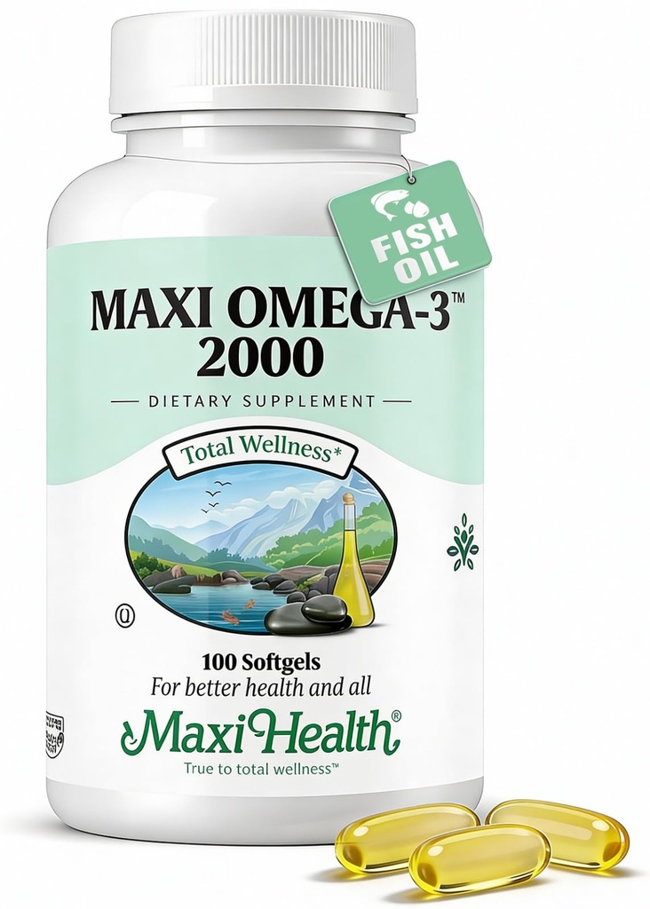맥시 건강 오메가 3 물고기 기름 2000mg – 물고기 기름 오메가 3는 물고기 후반을 가진 보충 – 세 배 힘 EPA DHA – Kosher Omega3 보충을 지원하기 위하여 전반적인 웰빙 (100 Softgels)