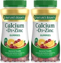 자연의 Bounty 칼슘 + D3 + 아연 Gummies, 건강한 면역 체계, 500mg, 오렌지 및 벚꽃 맛, 70 Gummies (포장 2) 플러스 강한 Bones & Teeth