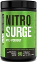 Jacked Factory NITROSURGE Pre Workout Supplement - Endless Energy, Instant Strength Gains, Clear Focus, Intense Pumps - NO 부스터 및 강력한 Preworkout Energy Powder - 60 서빙, Arctic White