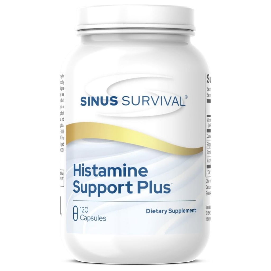 Histamine Support Plus - 천연 히스타민 차단제 및 알레르기 완화 보충 - Sinus Health, Immune Balance & Non-Drowsy Histamine Regulation - (120) 지원