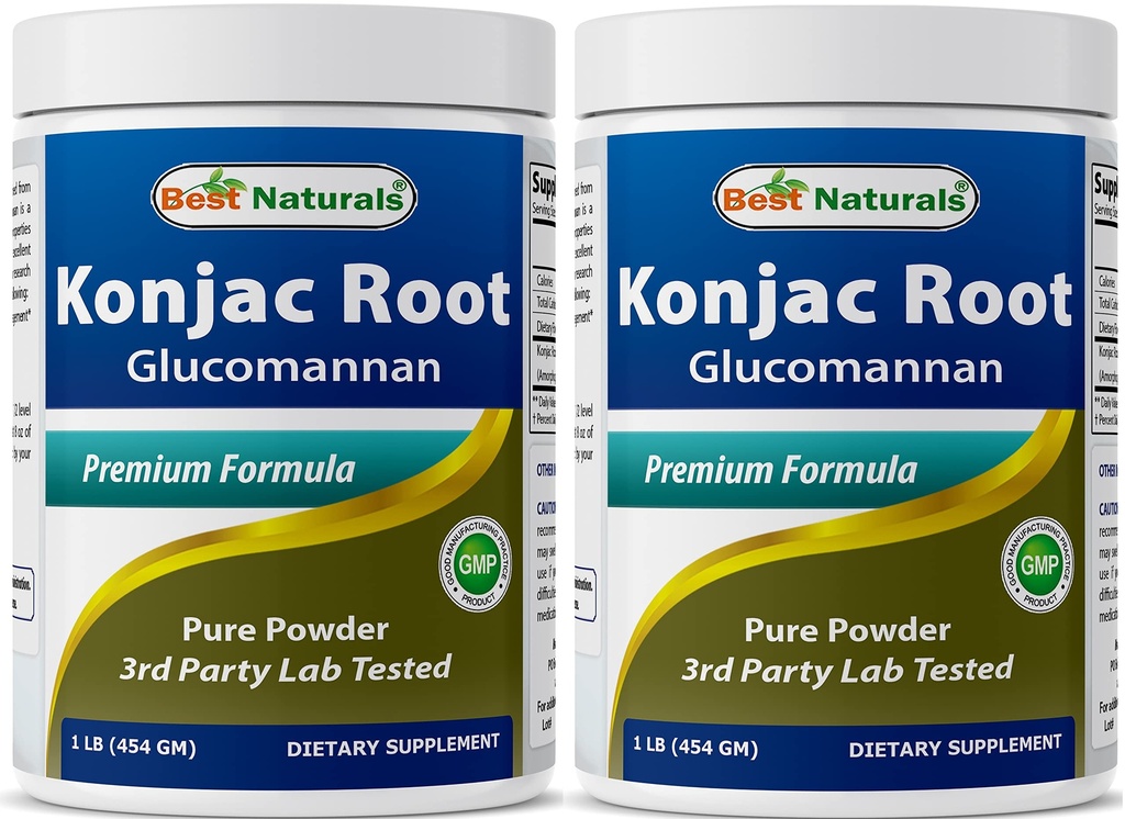 최고의 자연 2 팩 Konjac Glucomannan 루트 1 파운드 - 봉사 당 2000 mg - (총 2 파운드)