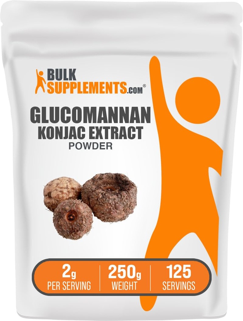 BulkSupplements.com Glucomannan 분말 - Konjac 뿌리 추출물 분말, Glucomannan 보충제 - 글루텐 무료, 서빙 당 2g, 250g (8.8 oz) (팩 1)