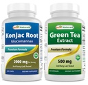 Konjac Glucomannan 뿌리 2000 mg & 녹차 추출물 500 mg