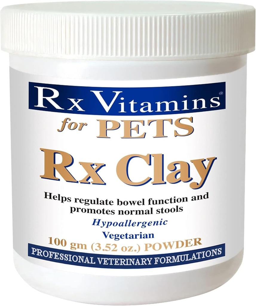Rx Vitamins Rx Clay Powder for Pet - 개 및 고양이를위한 항체 및 항체 - Pet Digestive Health & Stool Support - Elimination- 3.52 oz에 대한 Cat & Dog Supplement.