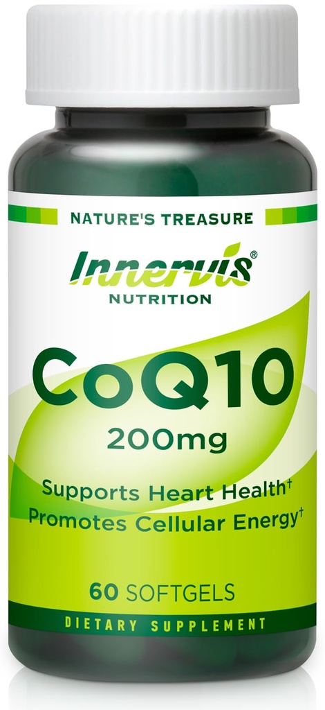 심장 건강 & 에너지 대사를 위한 높은 흡수 CoQ10 200mg Softgels - Statin 사용자를 위한 잠재적인 산화 보충교재 - Innervis 영양에 의하여 30 일 공급