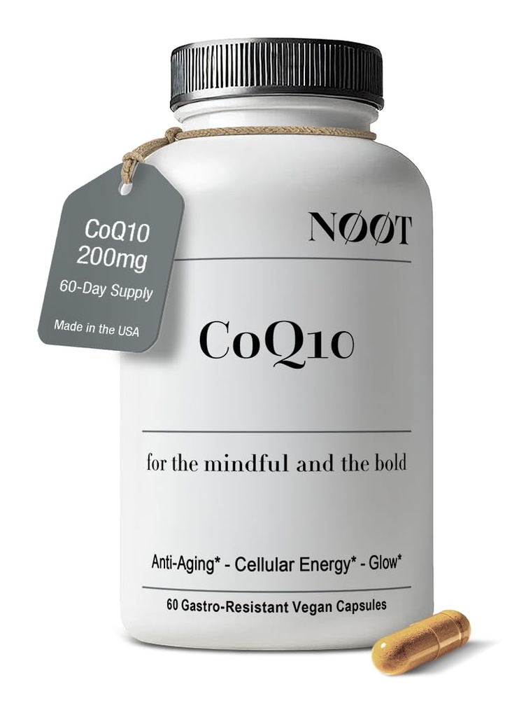 NOOT CoQ10 200mg - 심장과 인지 건강 및 면역 지원, 에너지 생산, Ubiquinone, Vegan, Coq 10 보충교재, Nootropic, 60 캡슐을 위한 산화 방지제
